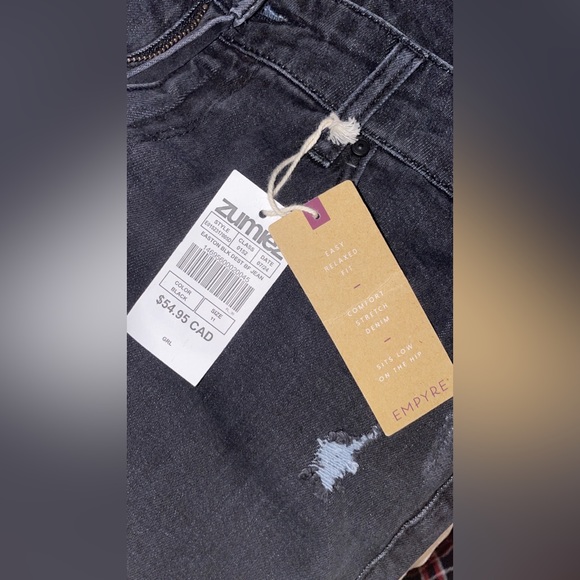 BRAND NEW WITH TAGS EMPYRE EASTON BLACK RIPPED BOYFRIEND COTTON JEANS SZ 11 lady - Picture 3 of 8